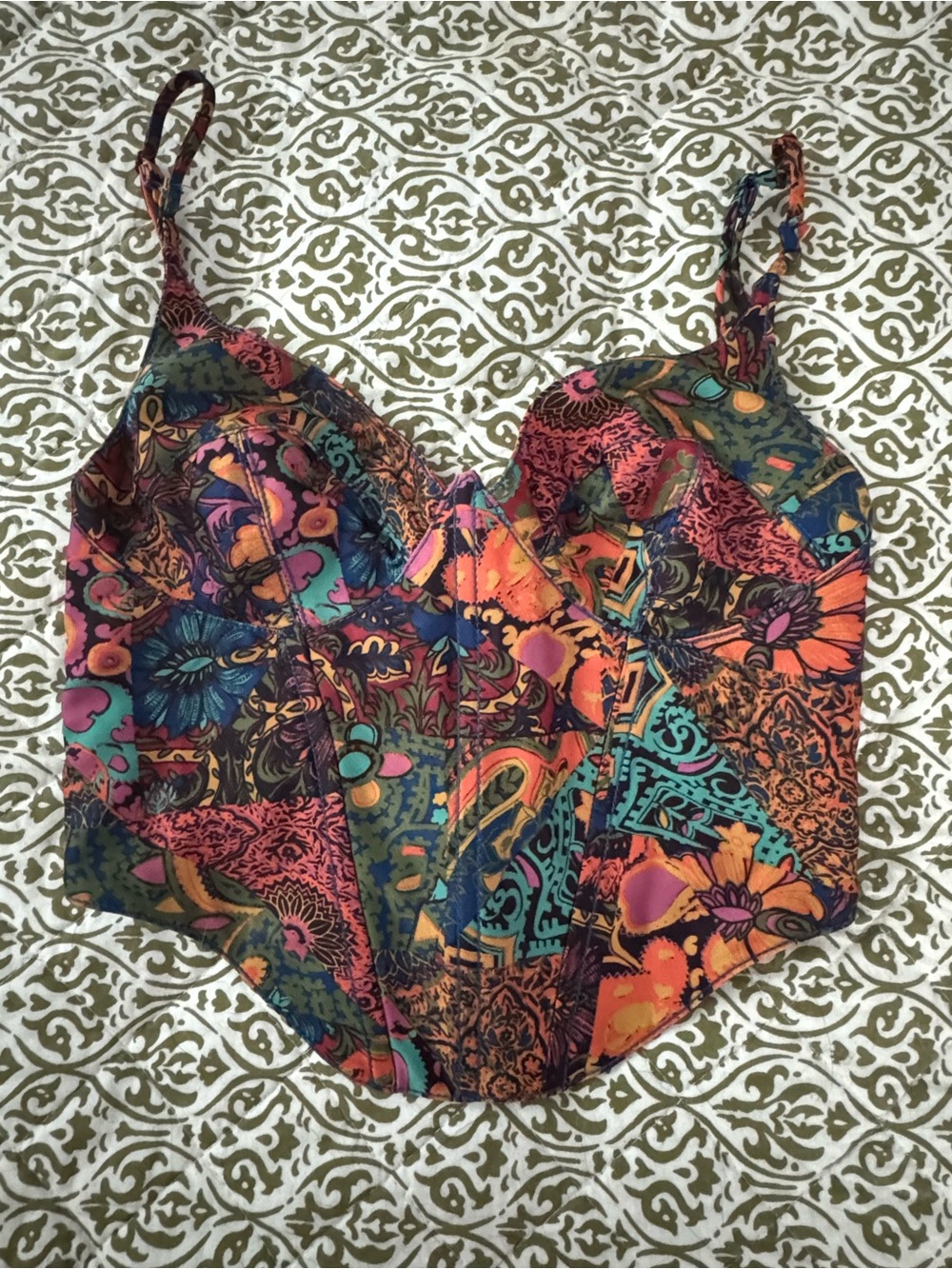 Urban Outfitters Multi-Color Floral Print Bustier Top